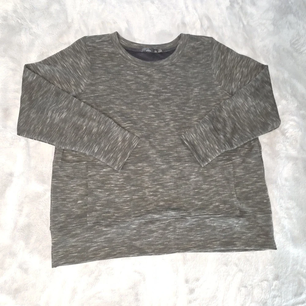 Prana Size 2XL Womens Gray Speckled Long Sleeve Crew Neck‎ Sweatshirt